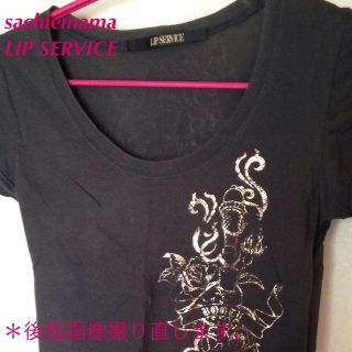 リップサービス(LIP SERVICE)のLIPSERVICEプリントTシャツM黒(Tシャツ(半袖/袖なし))