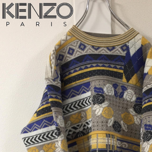 KENZO(ケンゾー)のにこ様専用！！ケンゾーKENZOGOLF ウールニット 総柄デザイン 刺繍ロゴ メンズのトップス(ニット/セーター)の商品写真