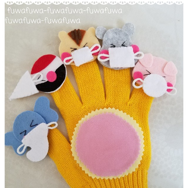 ハンドメイド★コンコンくしゃん★動物★手袋シアター ハンドメイドのぬいぐるみ/人形(人形)の商品写真