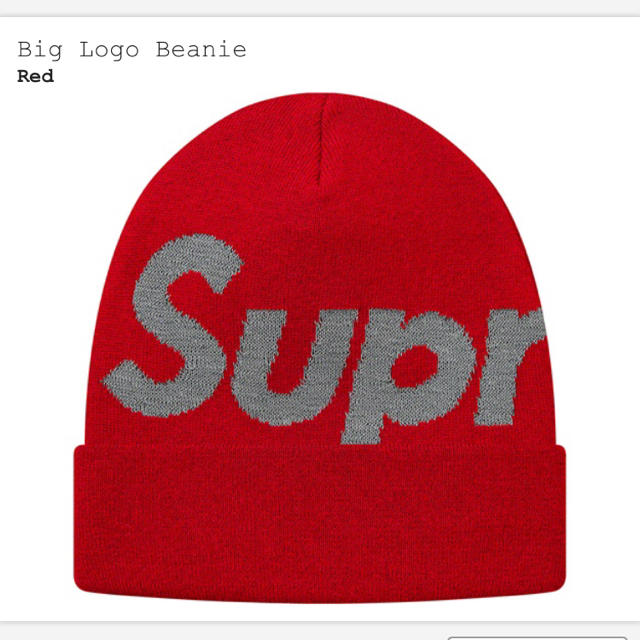 赤 Supreme Big Logo Beanieニット帽/ビーニー