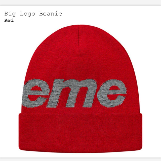 赤 Supreme Big Logo Beanieニット帽/ビーニー