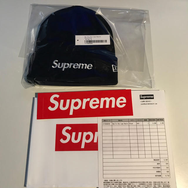 黒 Supreme New Era Box Logo Beanieニット帽/ビーニー