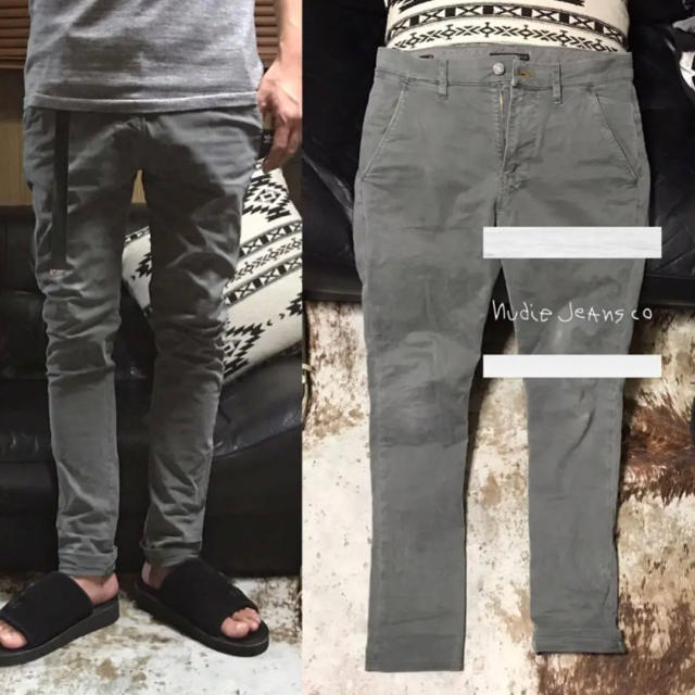 Nudie Jeans(ヌーディジーンズ)のNudie Jeans   khaki slim ［PEAT WORN］W29 メンズのパンツ(チノパン)の商品写真