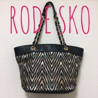 アーバンリサーチ(URBAN RESEARCH)のRODE SKO（アーバンリサーチ）【美品】マルチ ボーダー 総柄 トートバッグ(トートバッグ)