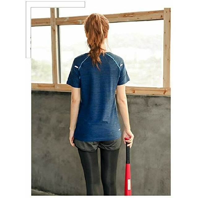 L 新品 半袖Tシャツ+ショートパンツレギンス 紺 大きいサイズ スポーツウェア