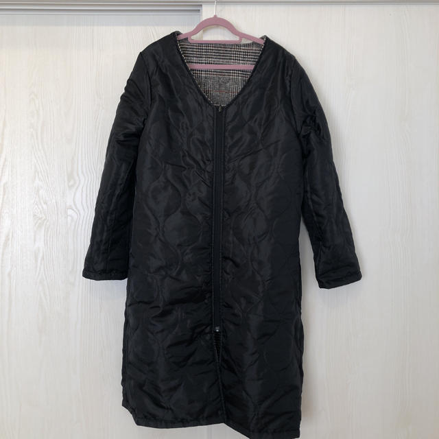 ノーカラーリバーシブルコート レディースのジャケット/アウター(ロングコート)の商品写真