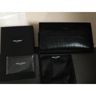 サンローラン(Saint Laurent)のサンローランパリ 長財布  型押し クロコダイル レザー ブラック(長財布)