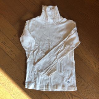 プチバトー(PETIT BATEAU)の美品プチバトー 裏起毛 ハイネックホワイト 8ans 128cm(Tシャツ/カットソー)