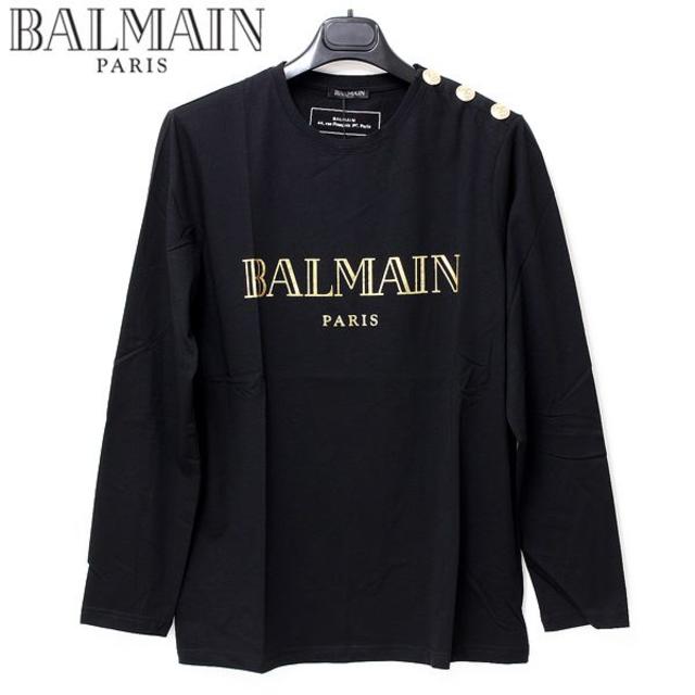 BALMAIN バルマン Tシャツ ゴールドロゴプリント エンブレム 金ボタン