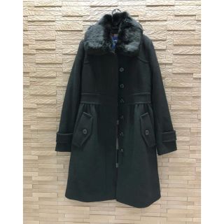 バーバリーブルーレーベル(BURBERRY BLUE LABEL)の美品 ブルーレーベル クレストブリッジ   ファー付き コート 黒(ロングコート)