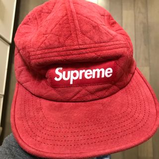 シュプリーム(Supreme)のシュプリーム   スエード camp cap 赤(キャップ)