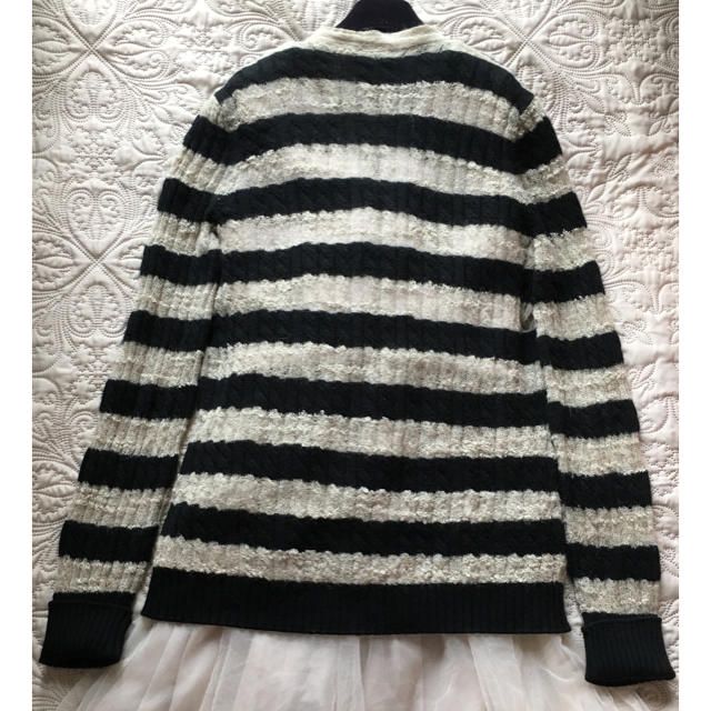 CHANEL(シャネル)のシャネル 近年物 美品 カシミア ボーダー ロング カーディガン 44 レディースのトップス(カーディガン)の商品写真