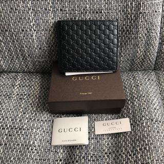 グッチ(Gucci)の新品 マイクロGUCCI 財布 二つ折り レザー メンズ(折り財布)