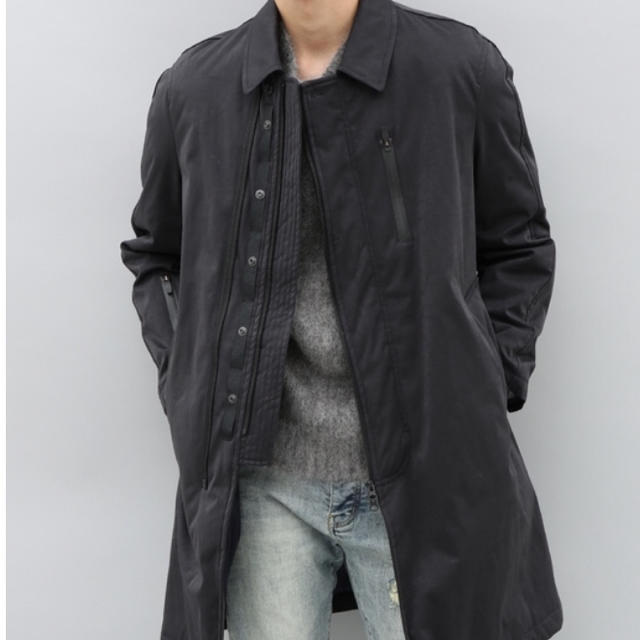 Adam et Rope'(アダムエロぺ)のAdam et rope 中綿ステンカラーコート ブラック メンズのジャケット/アウター(ステンカラーコート)の商品写真