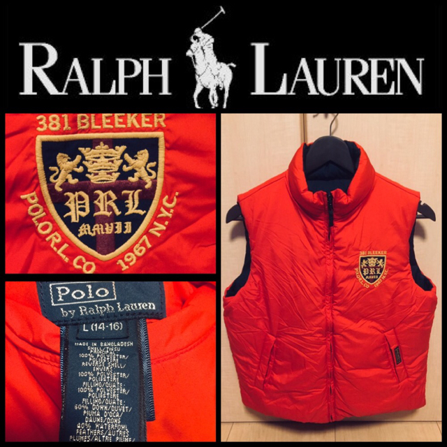 Ralph Lauren(ラルフローレン)の【Ralph Lauren】ダウンベスト キッズLサイズ ブラック リバーシブル キッズ/ベビー/マタニティのキッズ服男の子用(90cm~)(ジャケット/上着)の商品写真