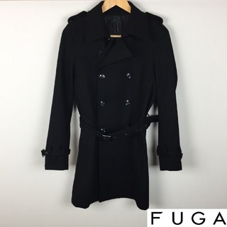 フーガ(FUGA)の美品 FUGA フーガ メルトンピーコート ロング丈 ブラック サイズ44(ピーコート)