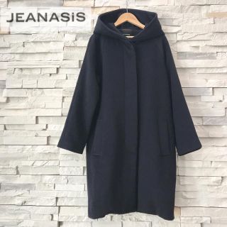 ジーナシス(JEANASIS)の【JEANASIS】フード付きコクーンウールコート ネイビー(ロングコート)