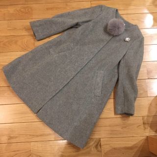 【美品】Anatelier アナトリエ 袖リボン アンゴラ混 ロングコート