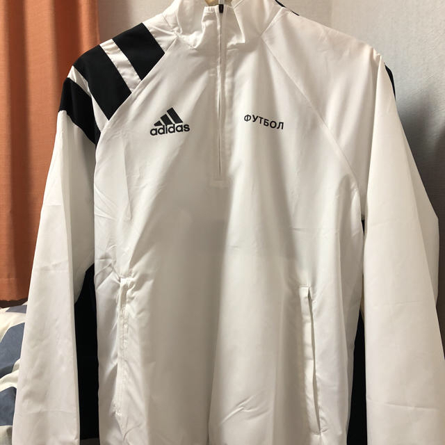 adidas アディダス ×Gosha Rubchinskiy ゴーシャラブチンスキー Football quarter zip jacket Half Zip Nylon Jacket ハーフジップナイロンジャケット ホワイト CE4243