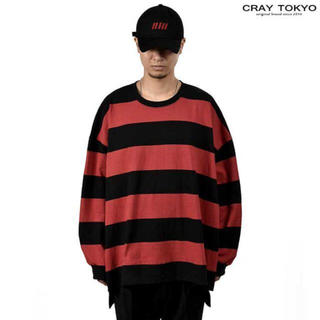 CRAY TOKYO 赤黒ボーダー オーバーサイズ ロングスリーブTシャツ(Tシャツ/カットソー(七分/長袖))