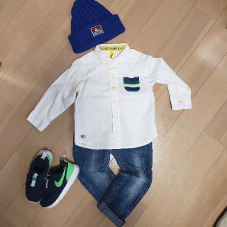 エフオーキッズ(F.O.KIDS)の白 シャツ ポケット ニット(ブラウス)