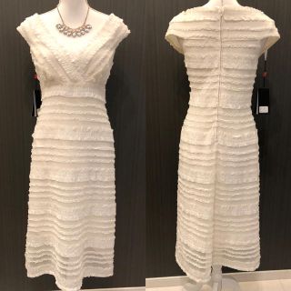 タダシショウジ(TADASHI SHOJI)の新品 Tadashi shoji タダシショージ ホワイト フリル ドレス(ミディアムドレス)