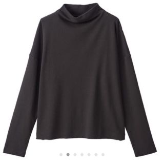 ムジルシリョウヒン(MUJI (無印良品))の無印 スムースモックネックTシャツ L 黒(シャツ/ブラウス(長袖/七分))