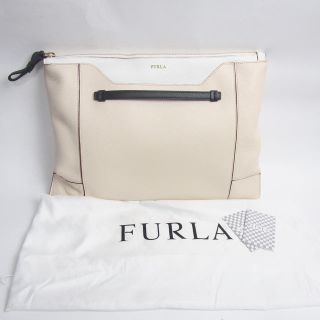 フルラ(Furla)の未使用【フルラ】クラッチバッグ レザー ベージュ×ホワイト 正規品(クラッチバッグ)