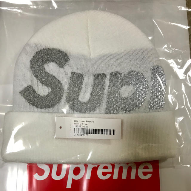 新品 Supreme big logo beanie white 白 送料無料