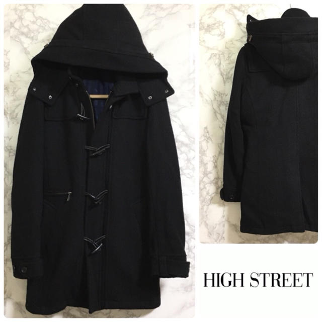 HIGH STREET(ハイストリート)のHIGH STREET ダッフルコート ブラック ダブルジップ フード着脱可能 メンズのジャケット/アウター(ダッフルコート)の商品写真