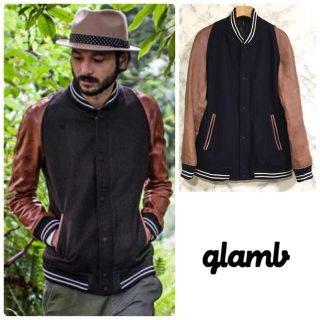 グラム(glamb)のglamb スタジャン ネイビー × ブラウン ラムレザー(スタジャン)