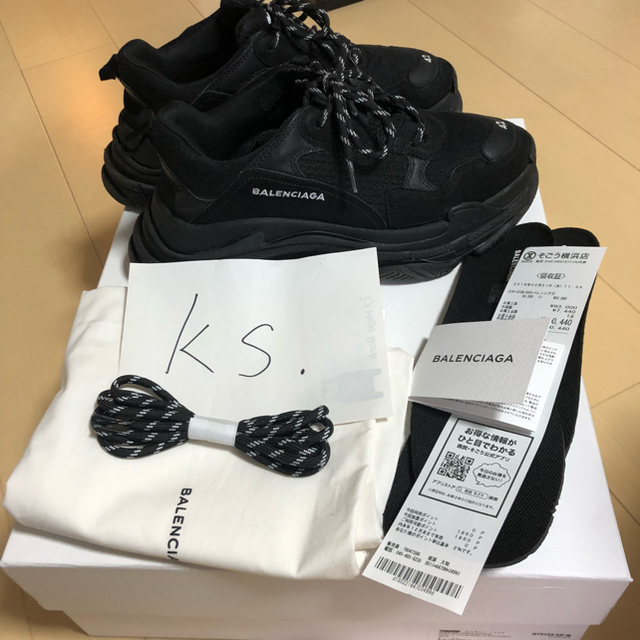 現金特価】 Balenciaga - BALENCIAGA トリプルS 42 ブラック 中古 加工 ...