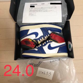 ナイキ(NIKE)の【24.0】UNION AIR JORDAN 1 ブルー(スニーカー)