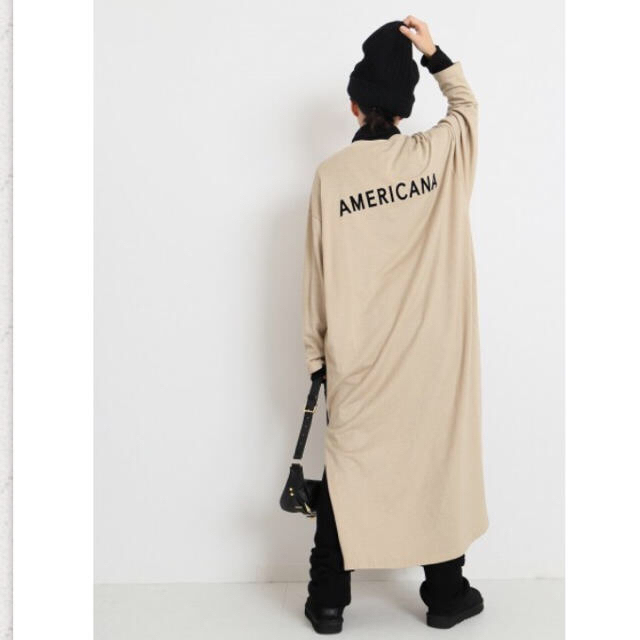 ロングワンピース/マキシワンピースAmericana ハイネックサイドZIP スウェットワンピース