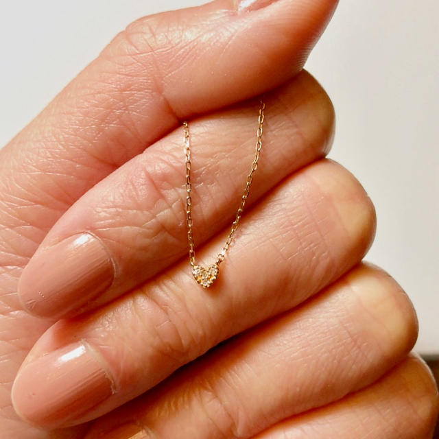 K10YG 天然 ダイヤモンド ハート プチネックレス レディースのアクセサリー(ネックレス)の商品写真