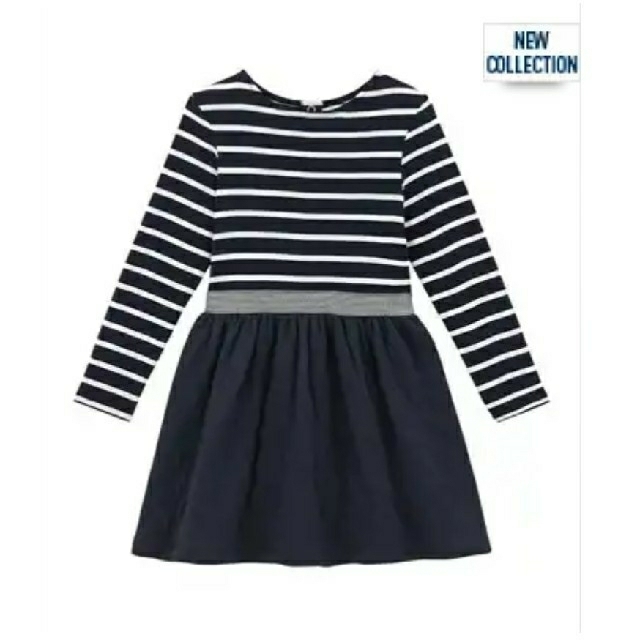 PETIT BATEAU(プチバトー)のクリスマスセール！新品☆プチバトー 2018AWマリニエールコンビワンピース キッズ/ベビー/マタニティのキッズ服女の子用(90cm~)(ワンピース)の商品写真