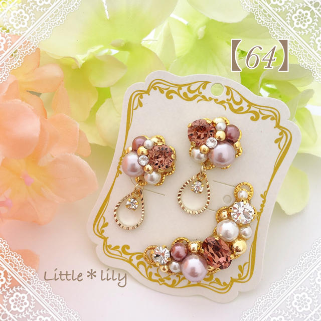 【64】スワロフスキー フェミニン ローズ ネックレス セット ハンドメイド ハンドメイドのアクセサリー(ネックレス)の商品写真