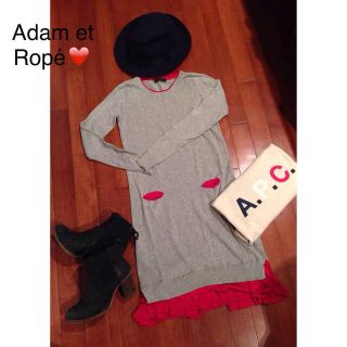 アダムエロぺ(Adam et Rope')のAdam et Ropéのニットワンピ(ひざ丈ワンピース)