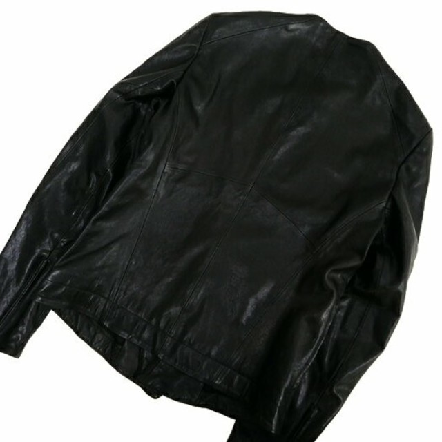 ユリウス　ラムレザーノーカラージャケット　ライダース　未使用品　サイズ3ブラック