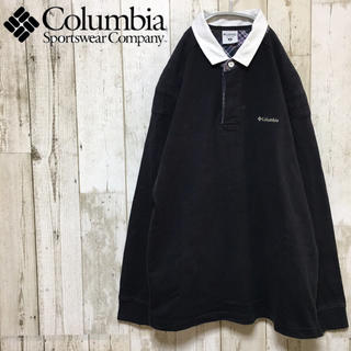 コロンビア(Columbia)の90s Columbia コロンビア ラガーシャツ スウェット生地 ネイビー(ポロシャツ)