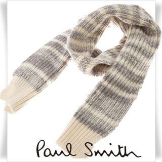 ポールスミス(Paul Smith)のポールスミスPaul Smith日本製毛ウール100% 手編み風ボーダーマフラー(マフラー)