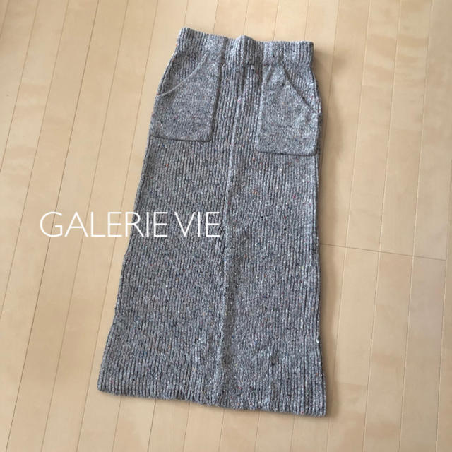 ロングスカート新品同⭐️GALERIE VIE／ギャルリーヴィー／ウールカシミヤ リブスカート