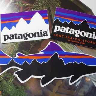 パタゴニア(patagonia)のパタゴニア patagonia 青魚+定番白黒　ステッカー 3枚
(その他)