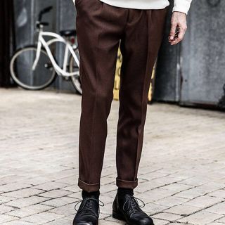 ミスターオリーブ(Mr.OLIVE)のMR.OLIVE / TAPERED PANTS ブラウン Lサイズ(スラックス)