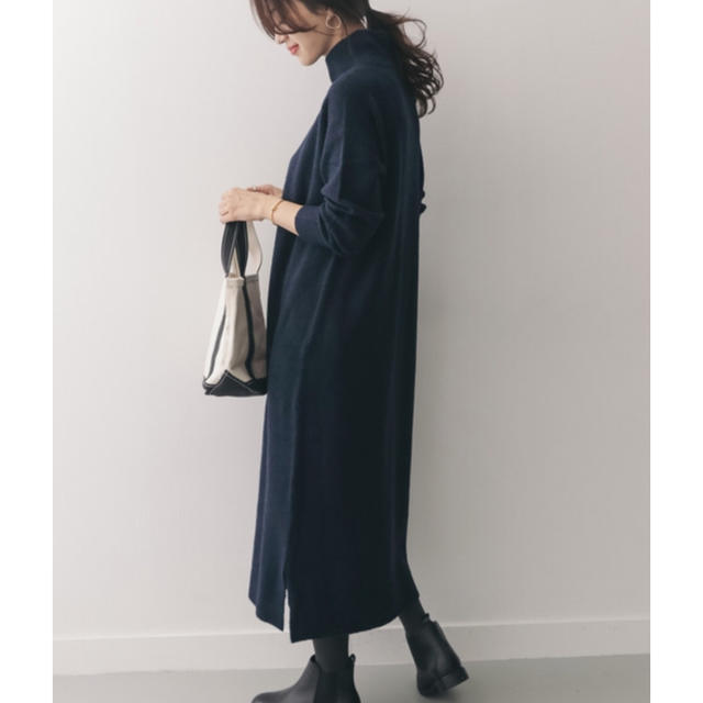 URBAN RESEARCH DOORS - DOORS☆タートルロングニットワンピース🌸NAVY ...