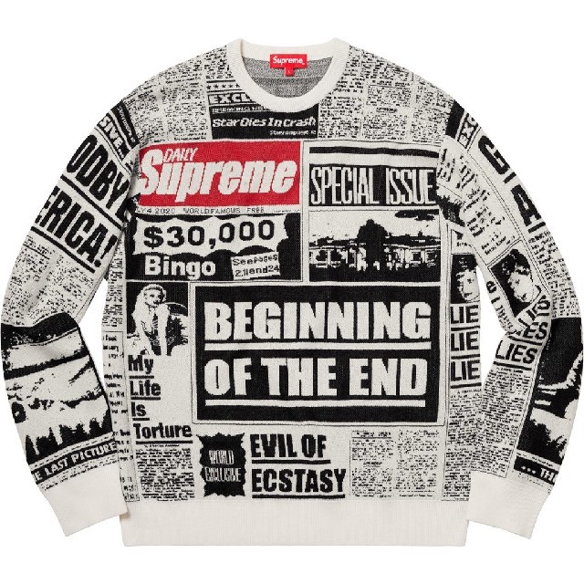 Supreme Newsprint Sweater Off-White