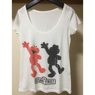 セサミストリート(SESAME STREET)のセサミストリート Tシャツ カットソー Uネック 白 M(Tシャツ(半袖/袖なし))