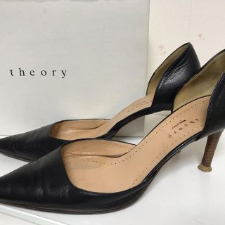 セオリー(theory)のTheoryセオリー美脚大人の黒本革パンプス24㎝ダイアナGUCCIグッチ(ハイヒール/パンプス)