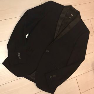 エイチアンドエム(H&M)の美品 H&M テーラード ジャケット 襟レザー風 USED サイズ 44 S(テーラードジャケット)