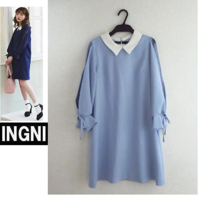 INGNI(イング)の2018★INGNIイング★新品衿袖割れサックワンピース レディースのワンピース(ひざ丈ワンピース)の商品写真